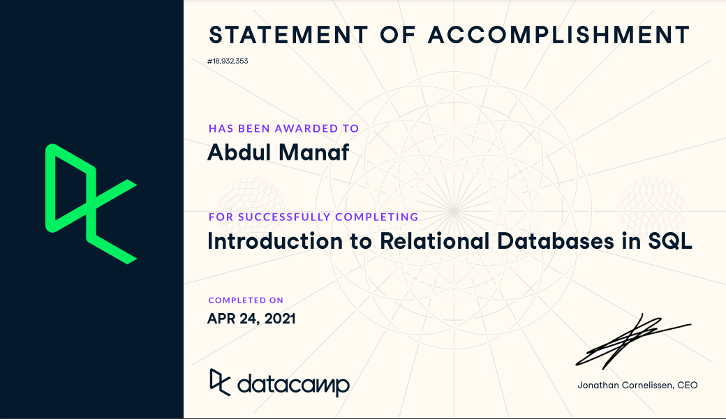 Introduction to Relational Databases in SQL